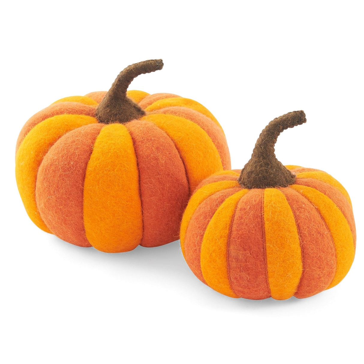 Orange Hand Felted Wool Pumpkin, Set of 2