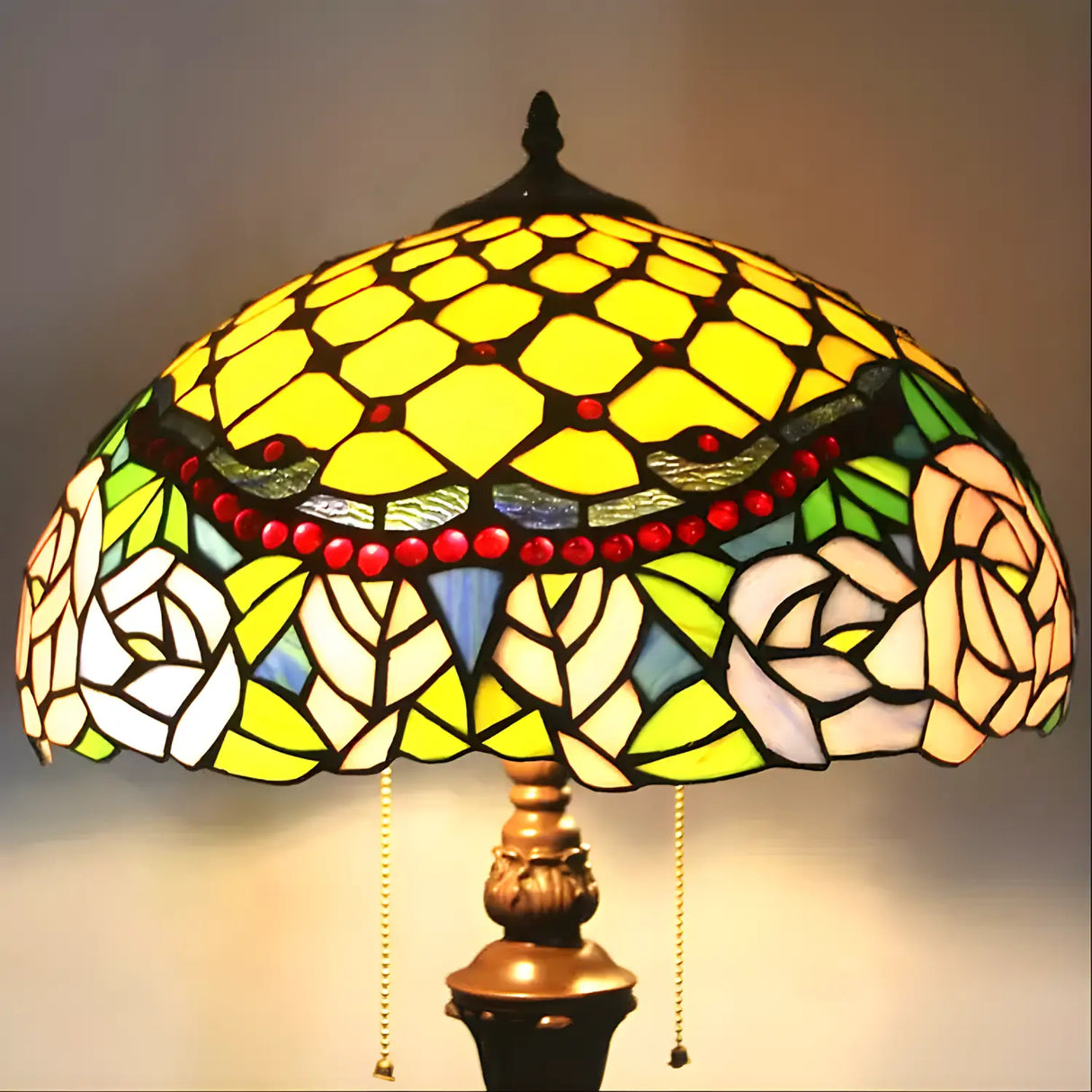 Peony Blossom Tiffany Lamp Stained Glass for Floor