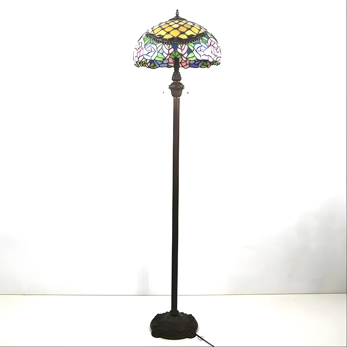 Peony Blossom Tiffany Lamp Stained Glass for Floor