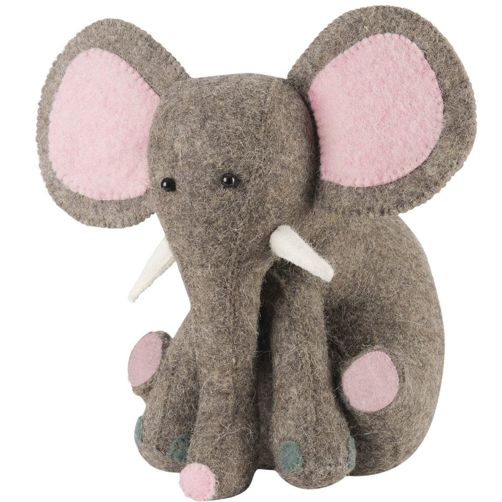 Pink Elephant Door Stop Hand Felted Wool Arcadia Home