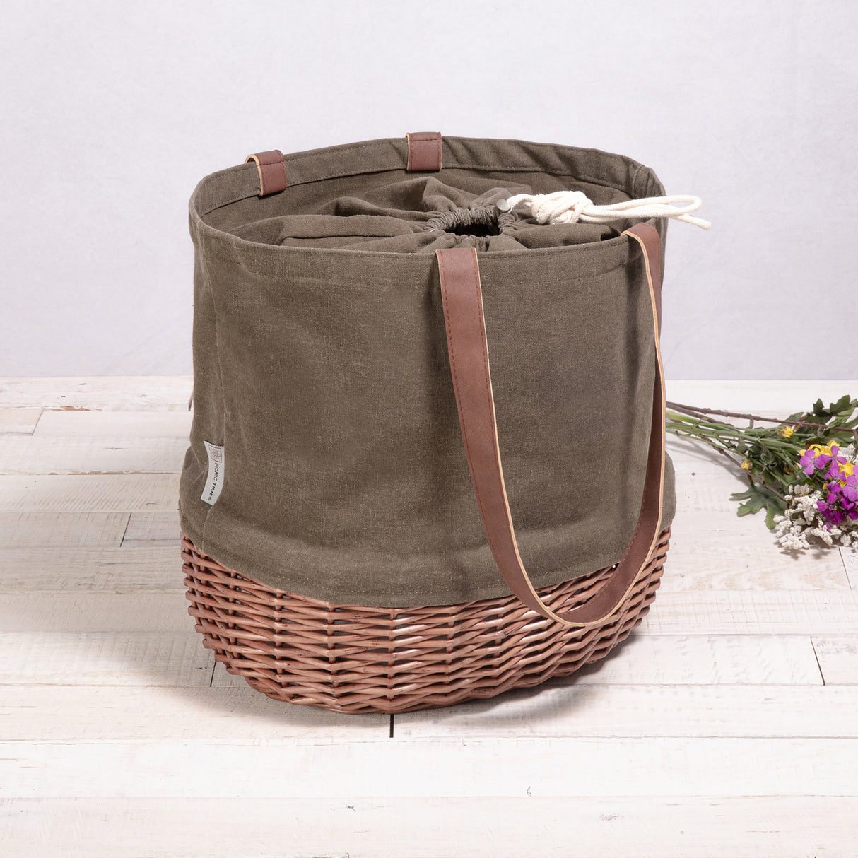 Coronado Canvas and Willow Basket Tote