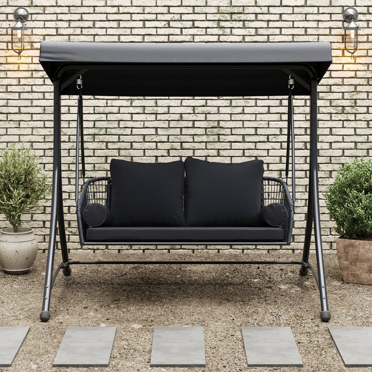 East Green Ramona Patio Swing with Canopy Stand