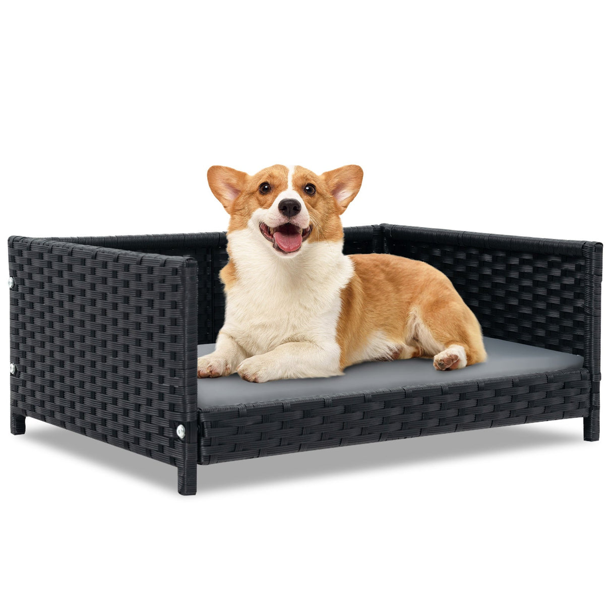 Gray Rattan Dog Bed, Medium