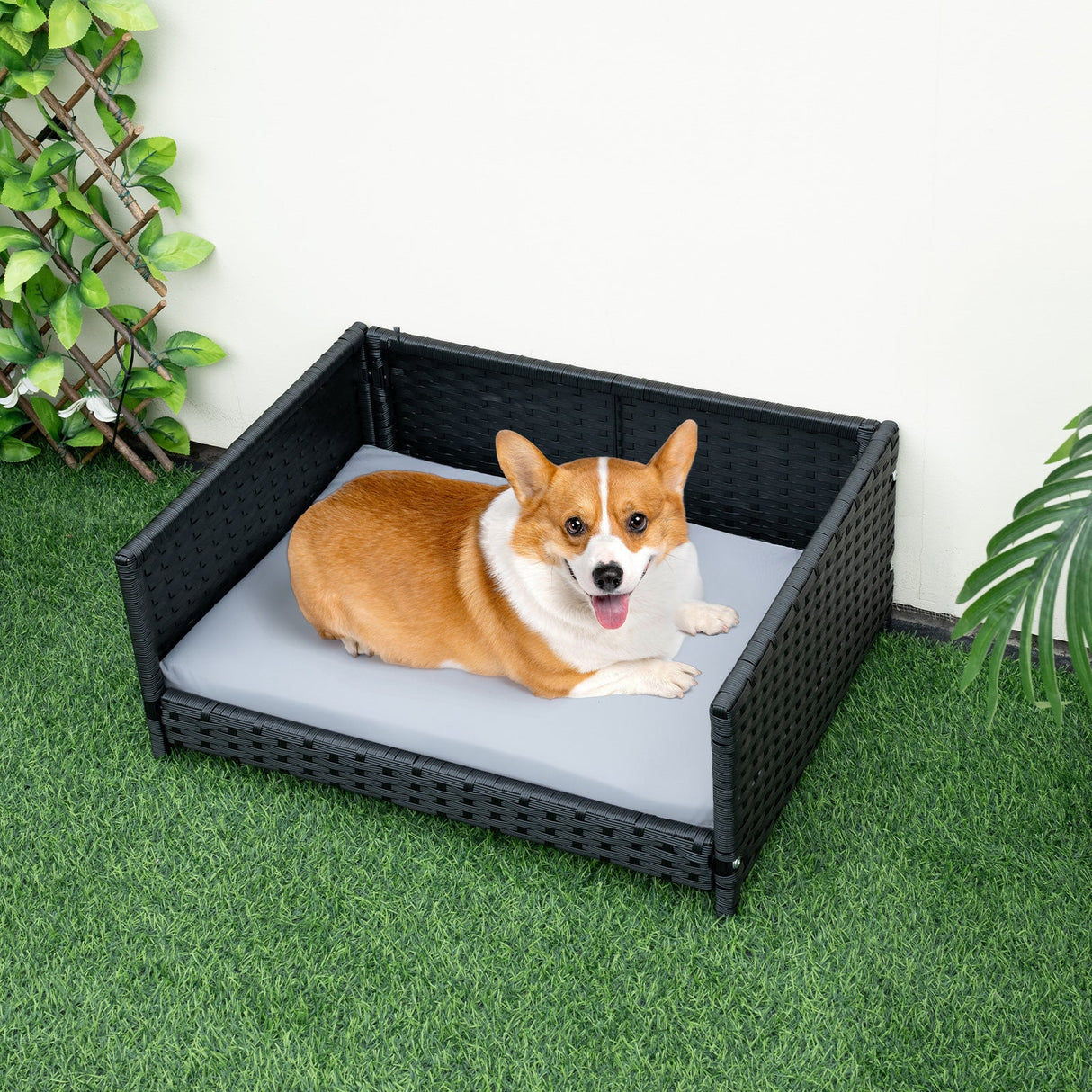 Gray Rattan Dog Bed, Medium