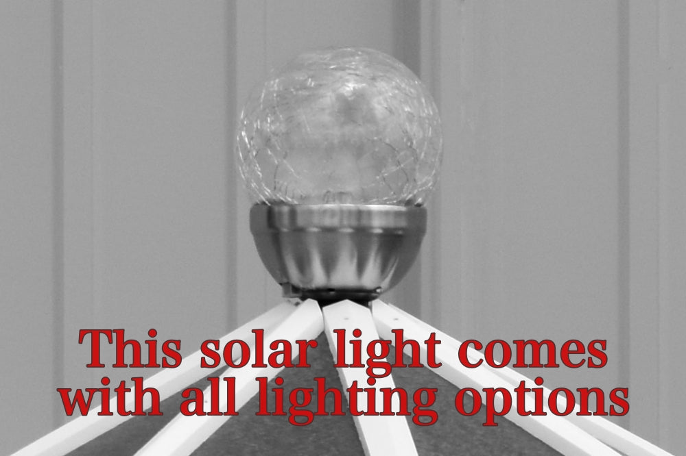 4 ft. Octagon Solar and Electric Powered Poly Garden Lighthouse, Navy Blue/white trim