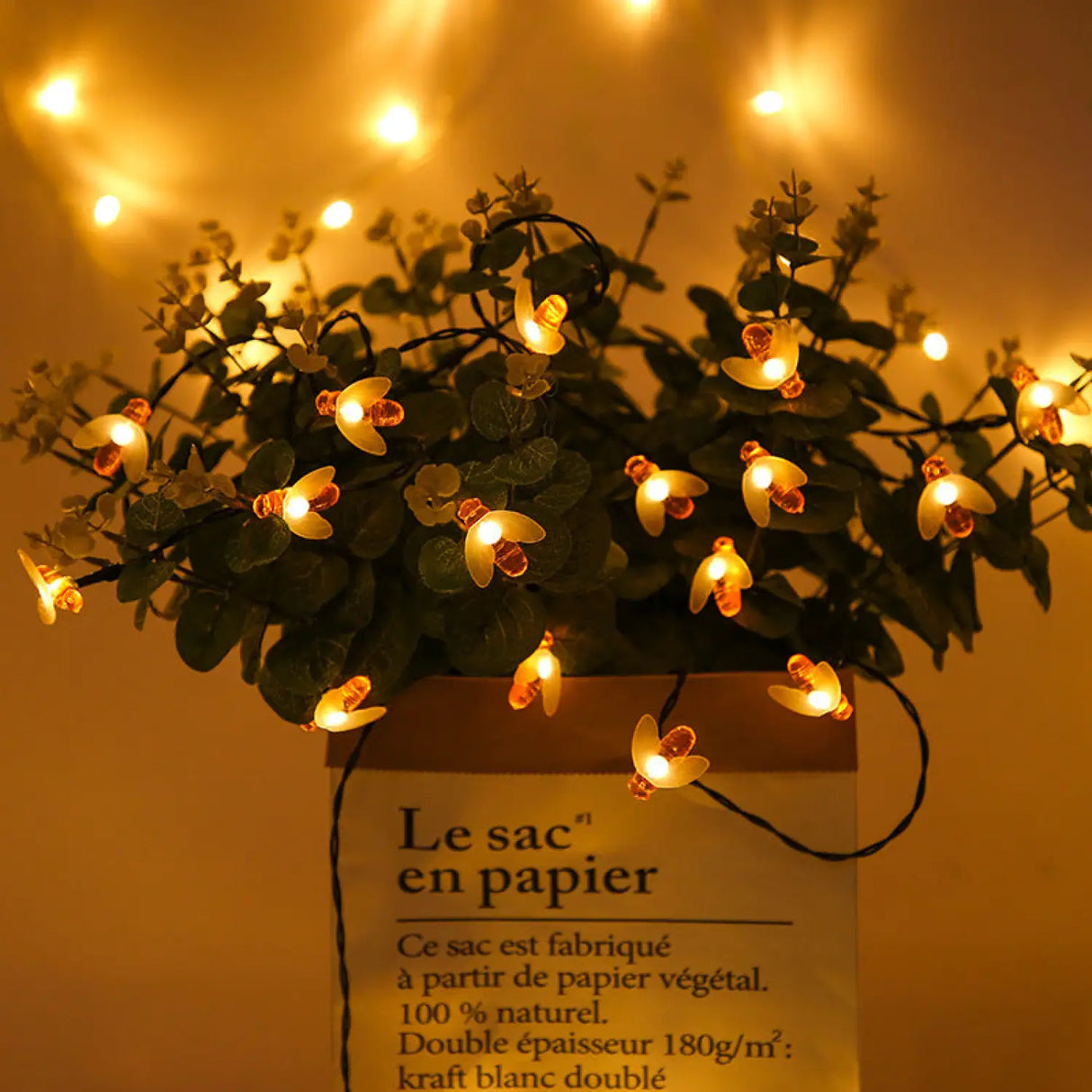 Solar String LED Lights with Bee Design for Garden, Party & Holiday Decor