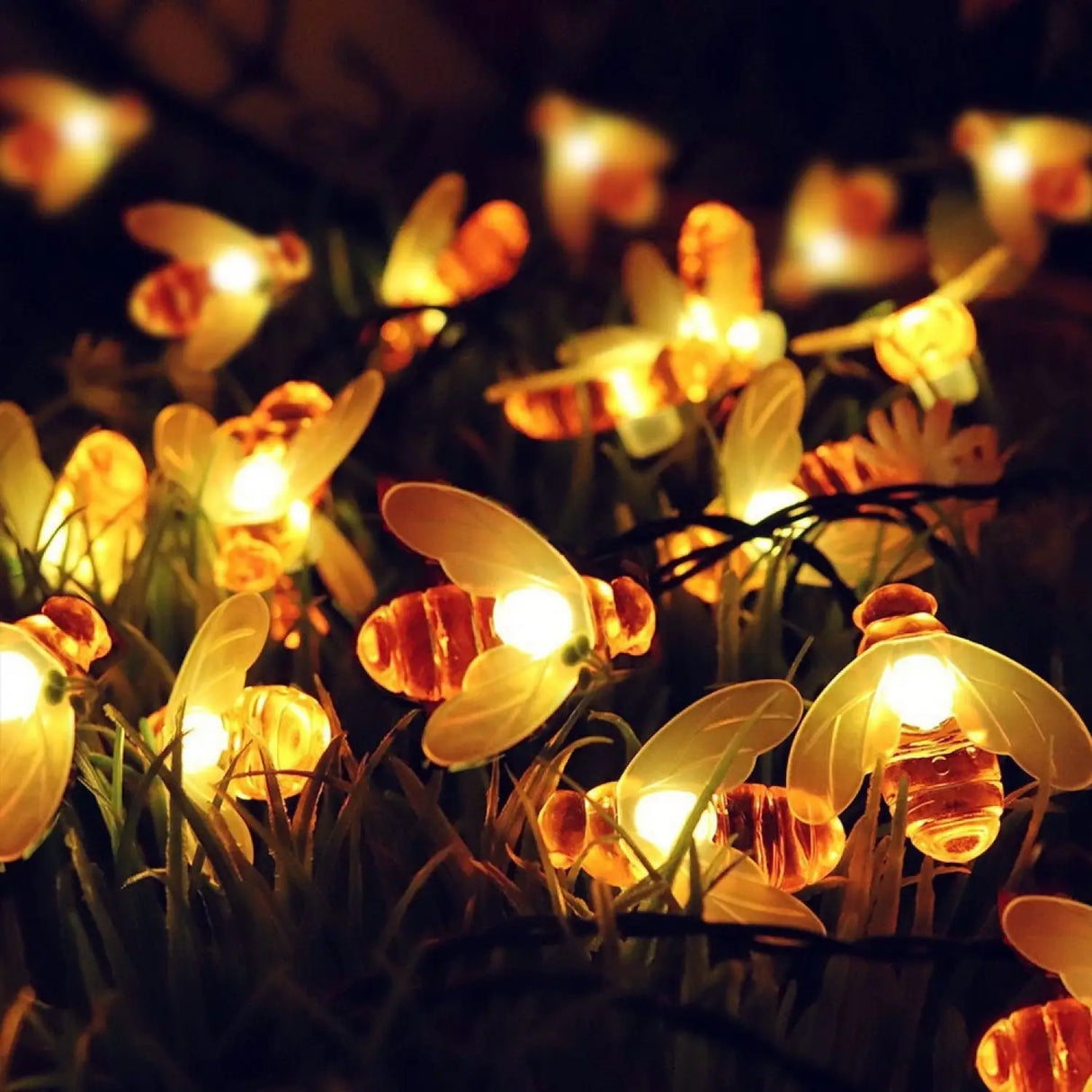 Solar String LED Lights with Bee Design for Garden, Party & Holiday Decor