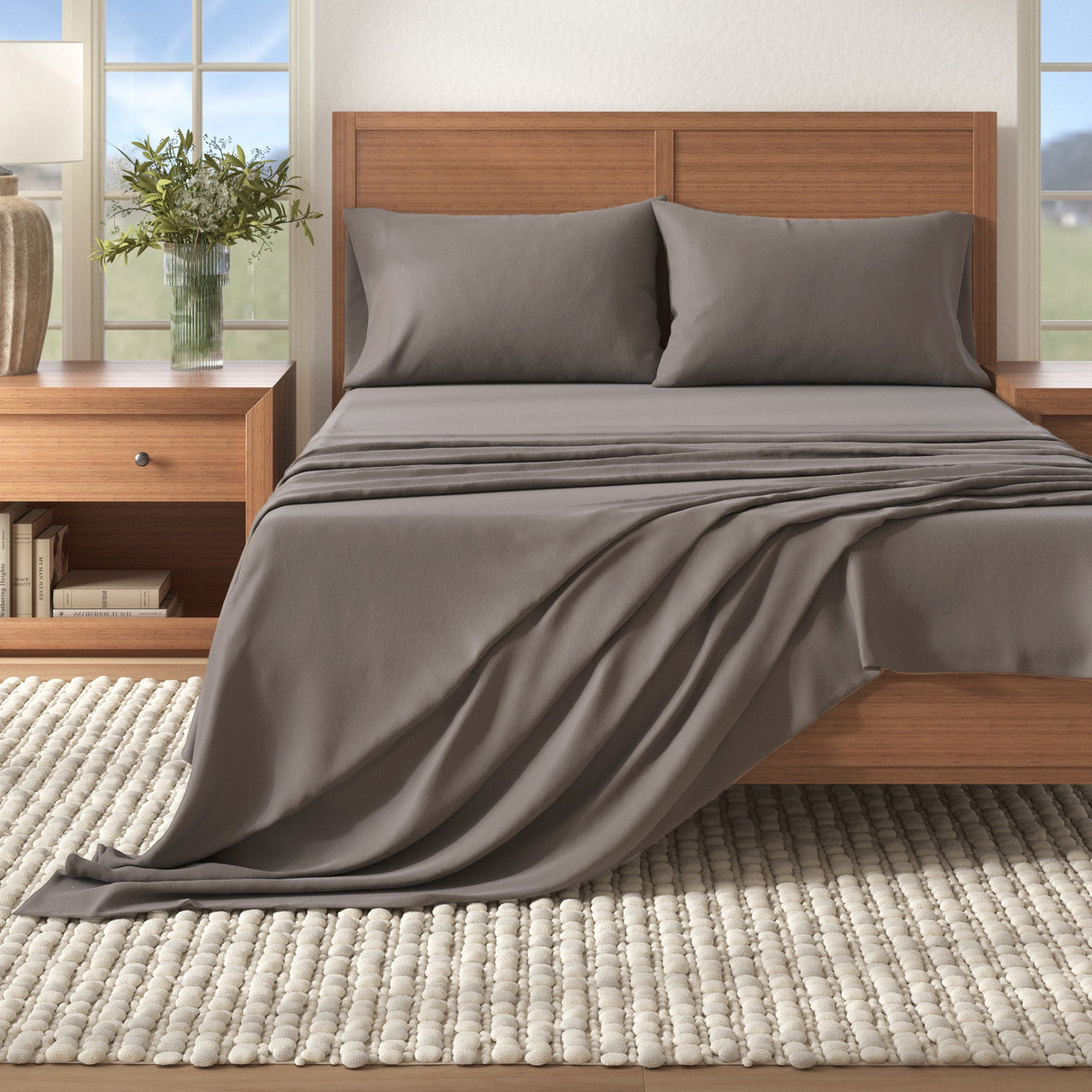 4-Piece Cotton Solid Flannel Sheet - Nordic Collection