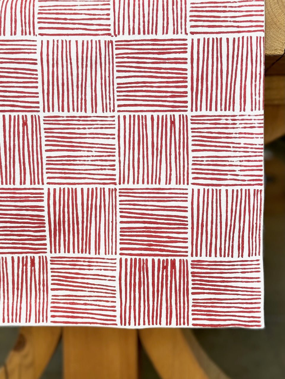 Table Runner — Red Stripe, 100% Cotton