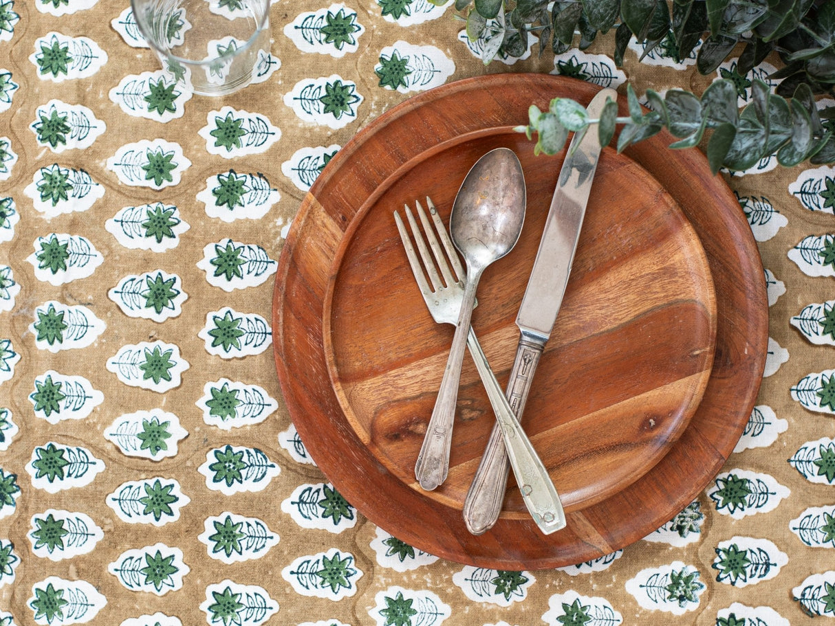 Table Throw (Ivory) - Poinsettia - Midnight, Chai, & Sage