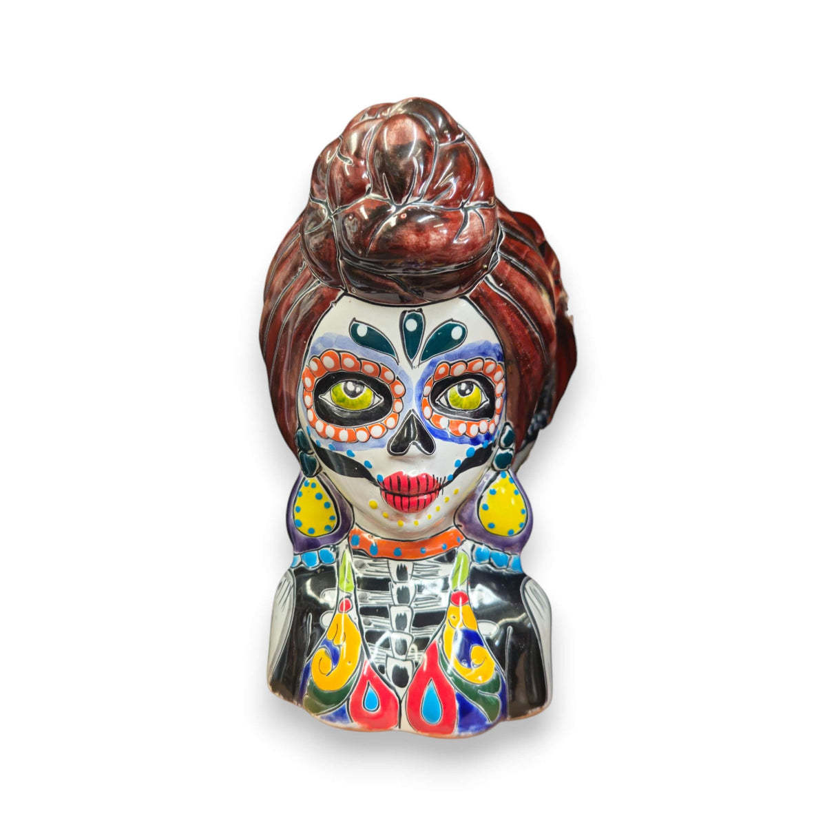 Talavera Skull Lady Planter