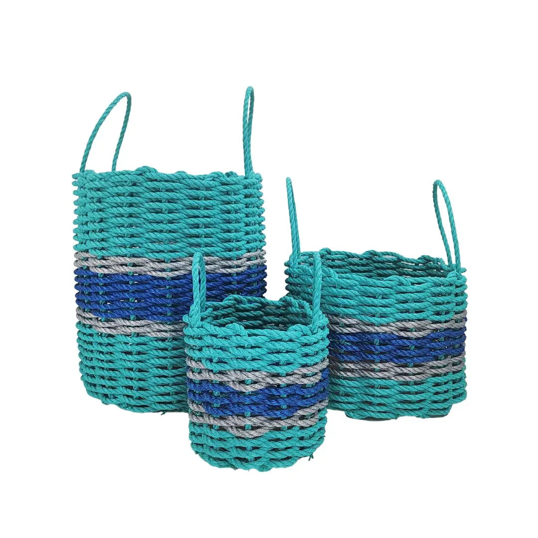 Teal, Blue & Light Gray Accent Rope Basket