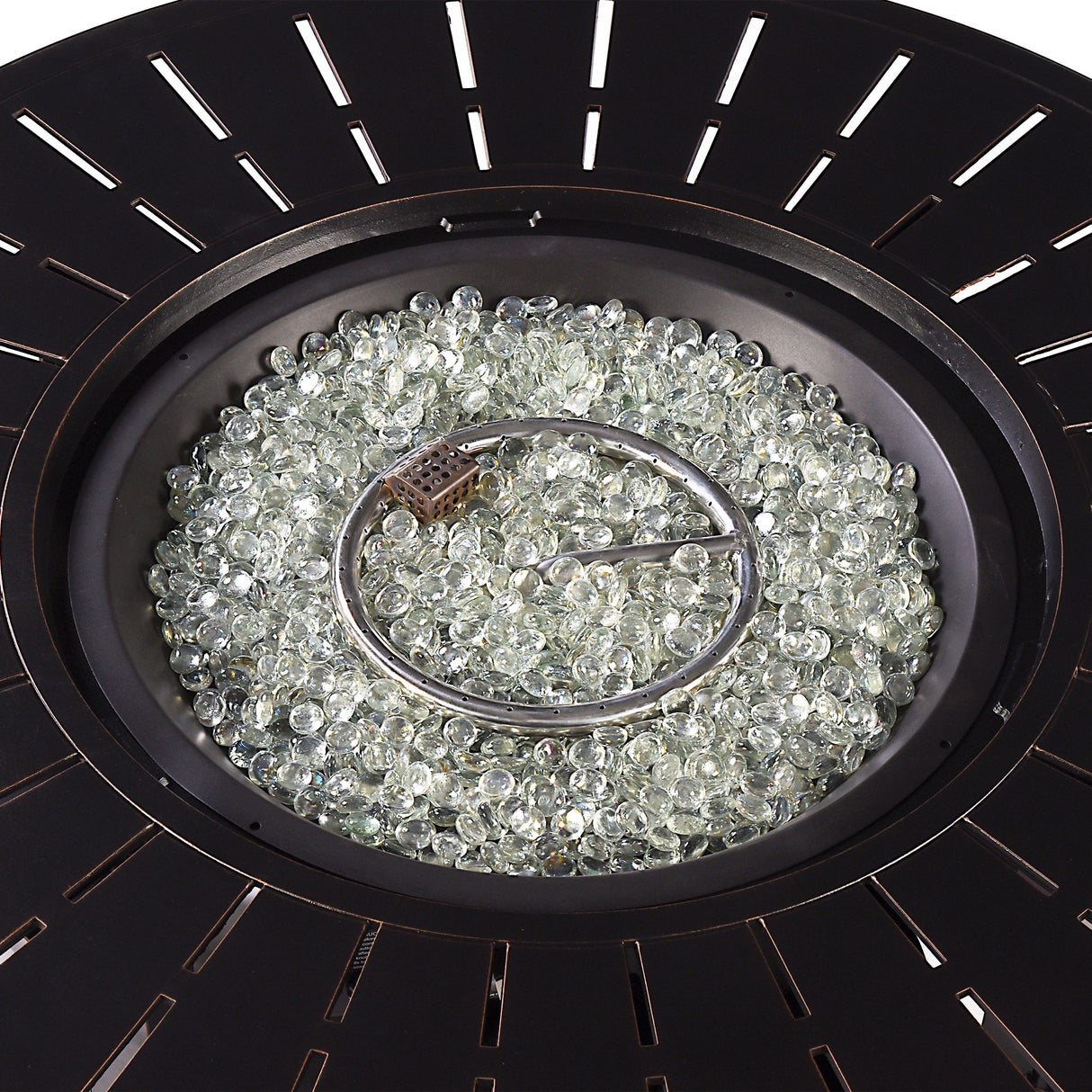 Black Aluminum Fire Table Set with Two Loveseats and Two Club Chairs