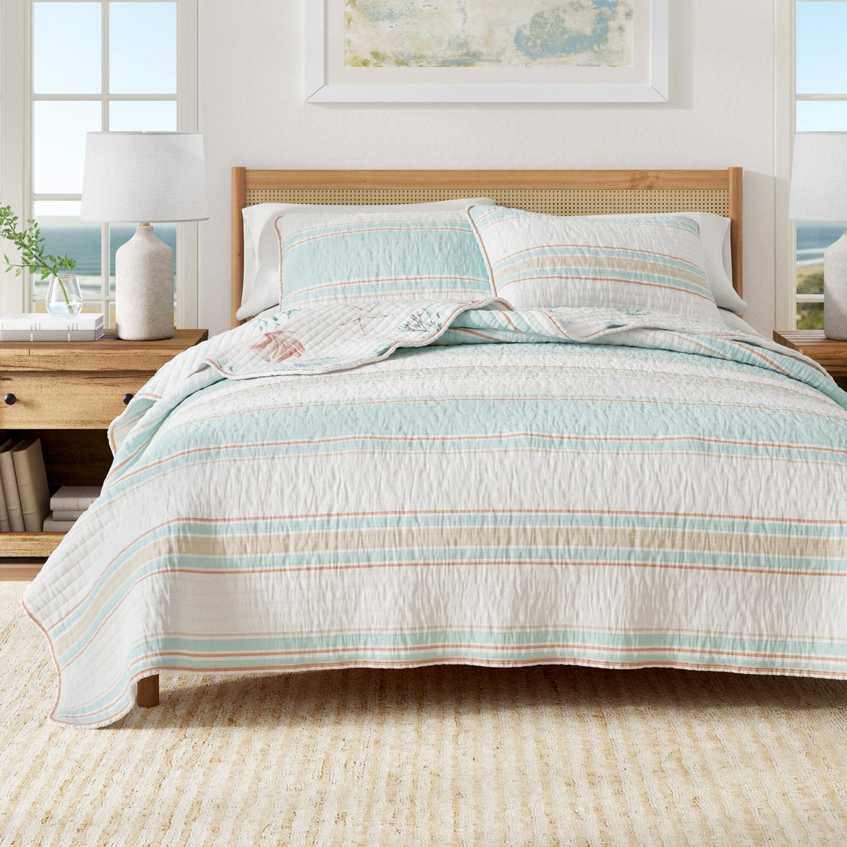 St. Augustine Coastal Printed Cotton Quilt Set