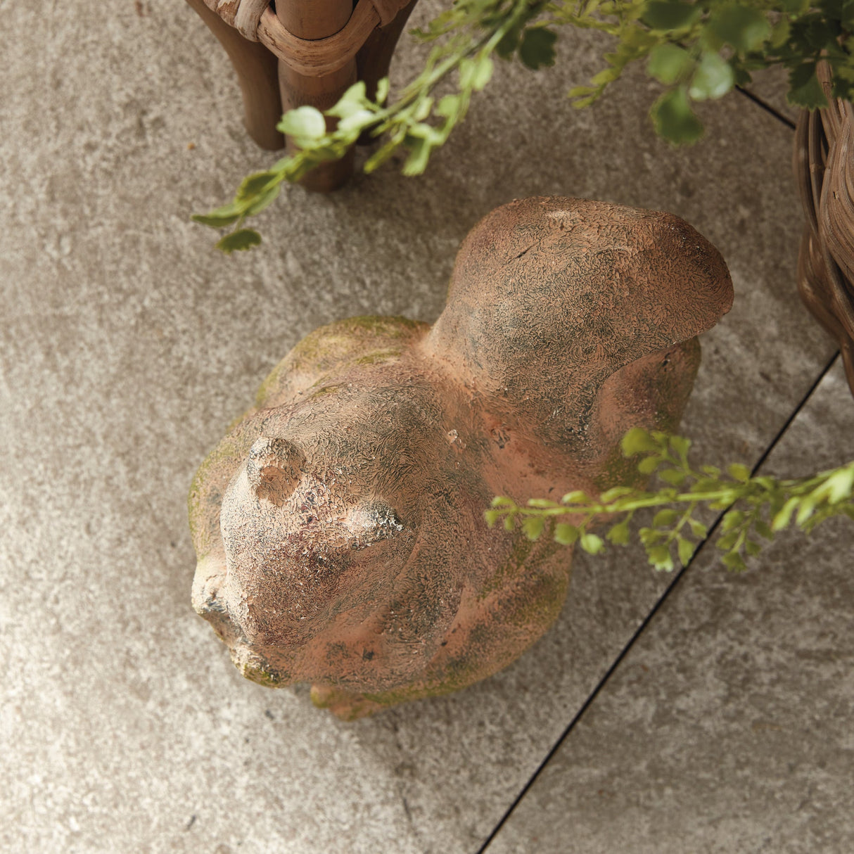 Weathered Moss Terracotta Squirrel Garden Statue