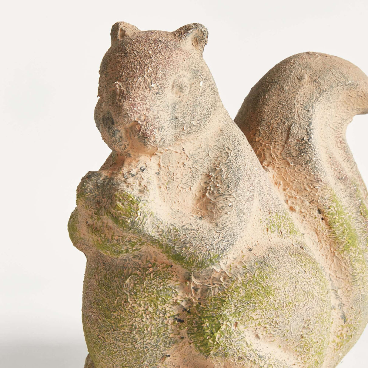 Weathered Moss Terracotta Squirrel Garden Statue
