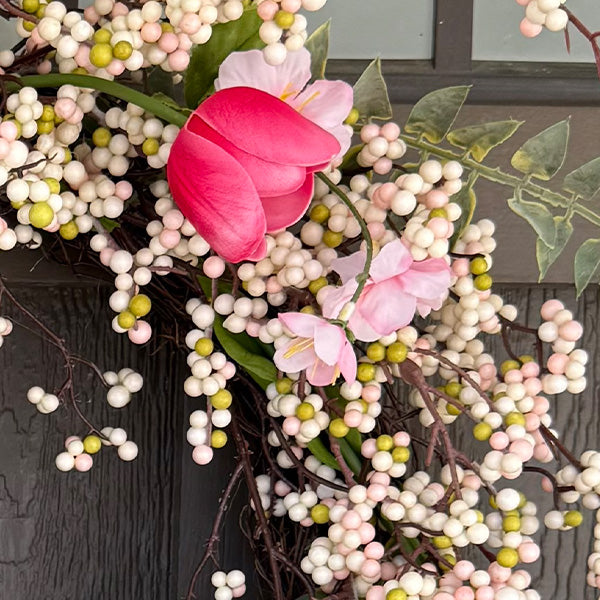 Pink Blossom Wreath, 26"