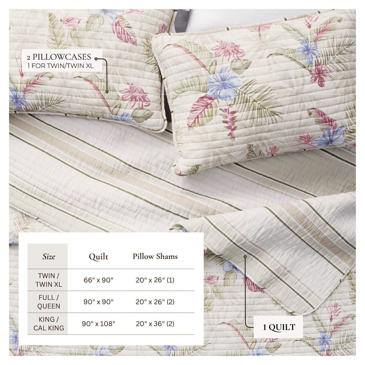 Mendocino Floral Printed Cotton Quilt Set