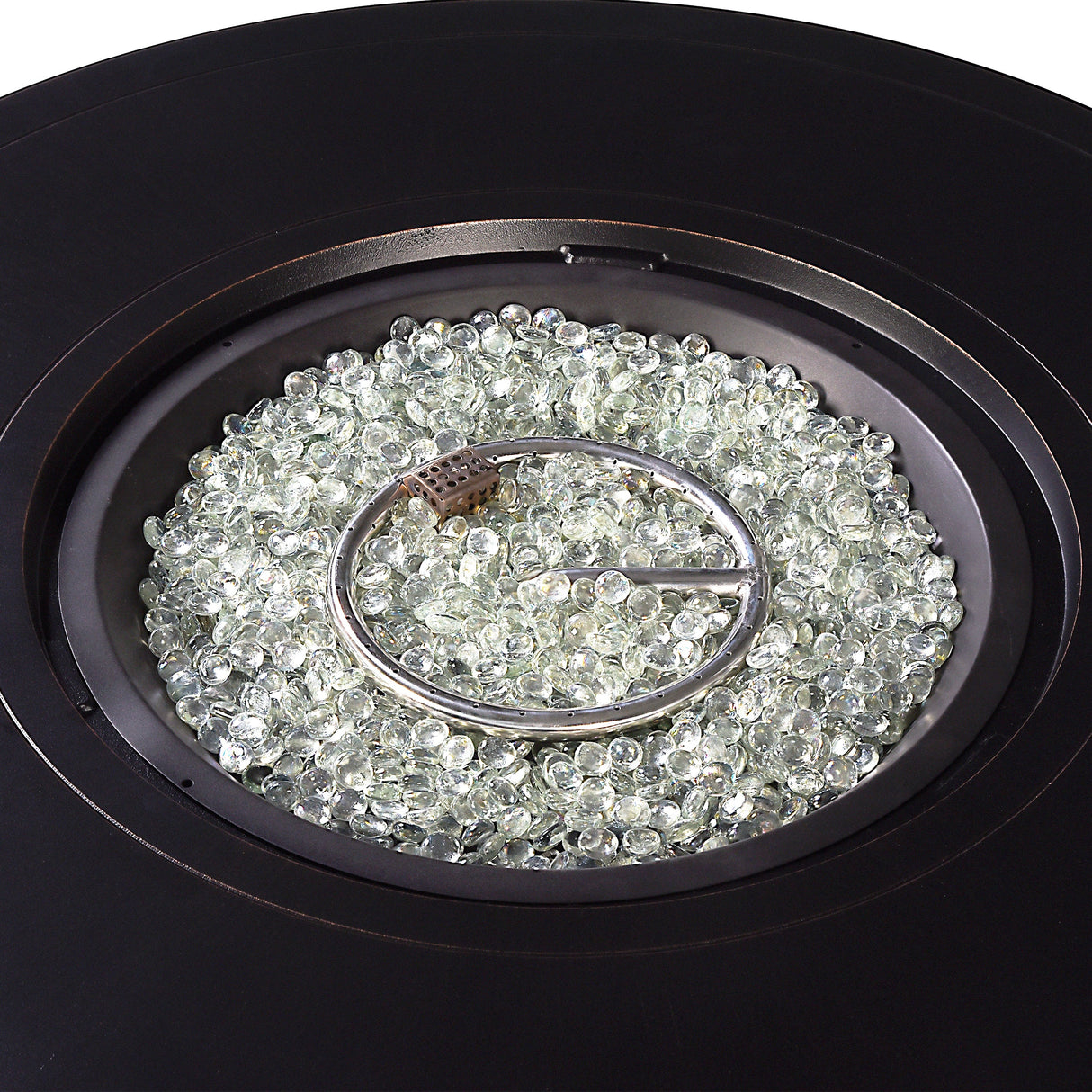 Black Aluminum Fire Table Set with Four Deep Seating Loveseats