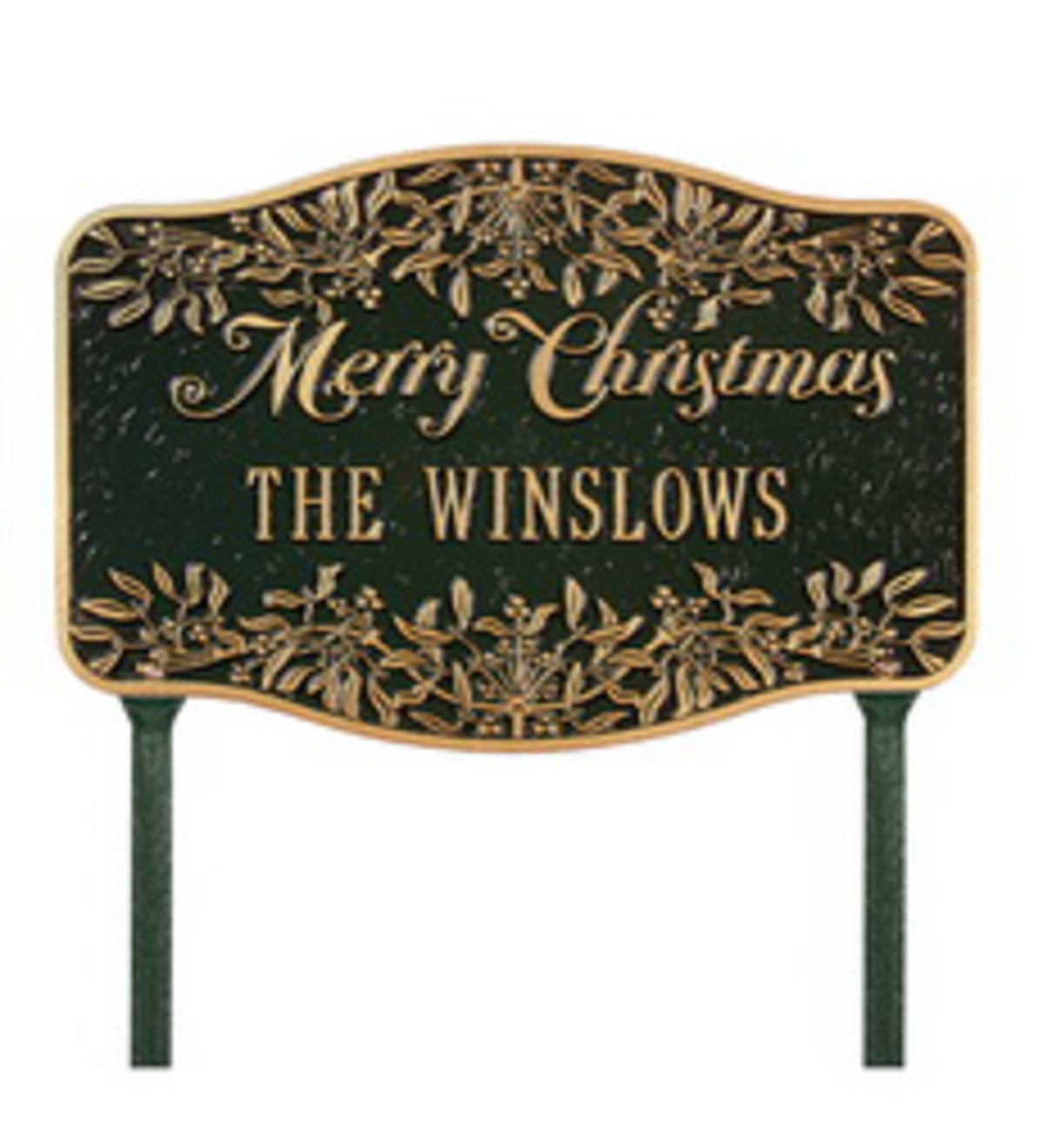 American-Made Personalized Merry Christmas Yard Sign In Cast Aluminum