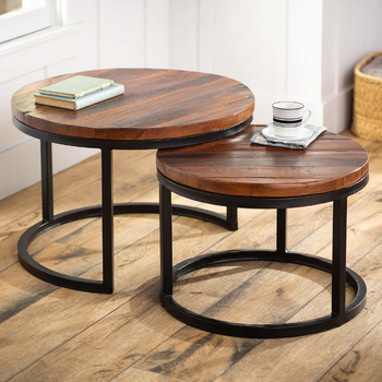 Reclaimed Wood Round Accent Tables