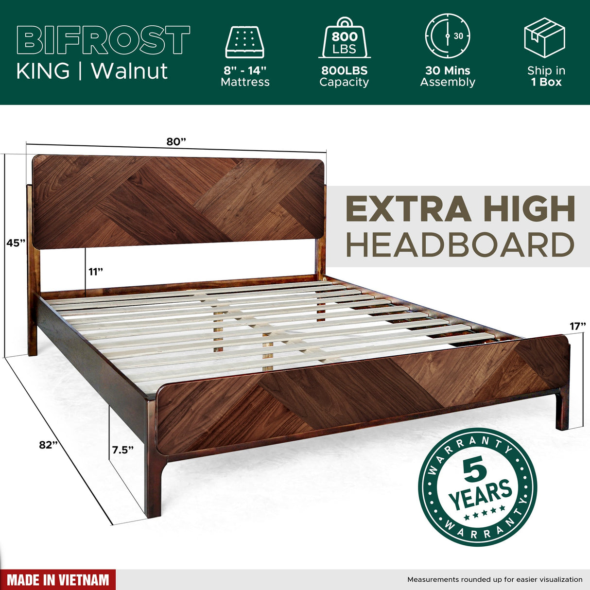 Rorns Bifrost Platform Bed Frame With Headboard
