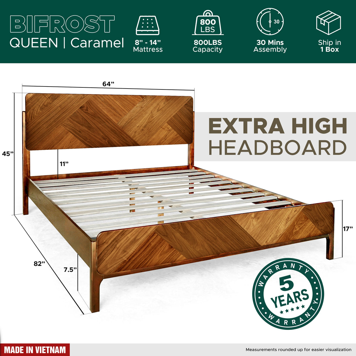 Rorns Bifrost Platform Bed Frame With Headboard