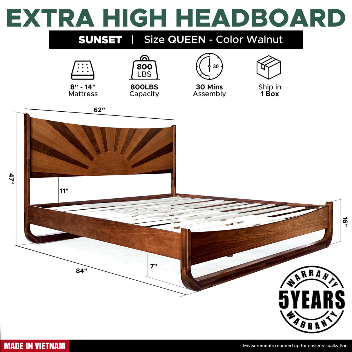 Rorns Sunset Platform Bed Frame With Headboard