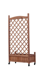 2-Pack Raised Garden Beds with Trellis, Outdoor Wooden Plant Box, and Plant Stand