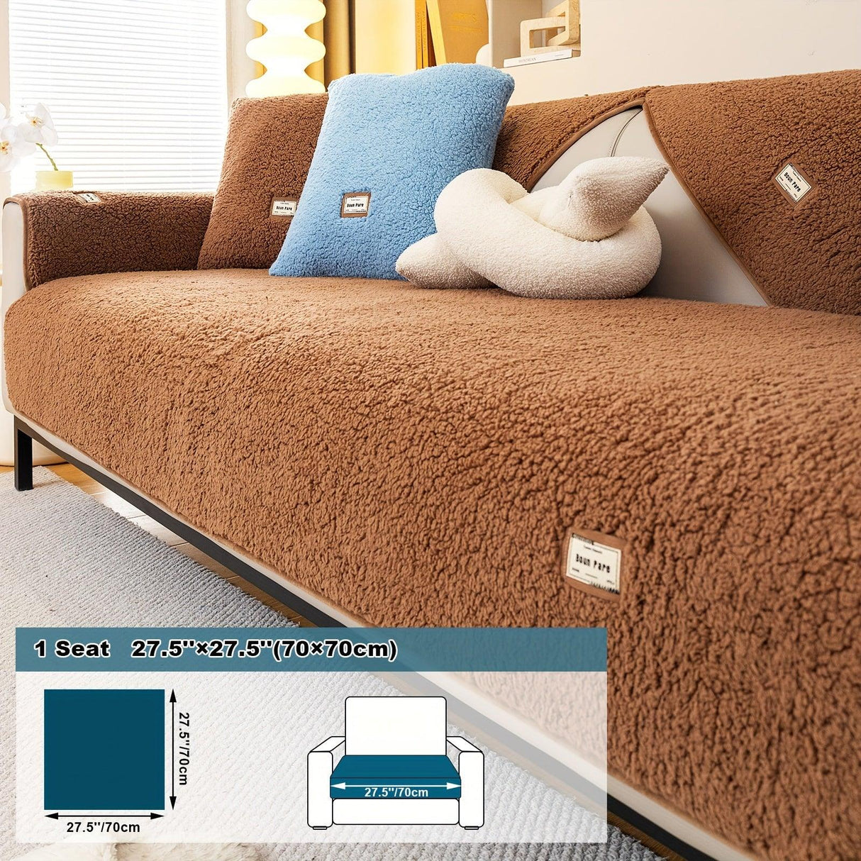 Durable 3 cushion couch cover | High-Quality Plush Sherpa Sofa Cover