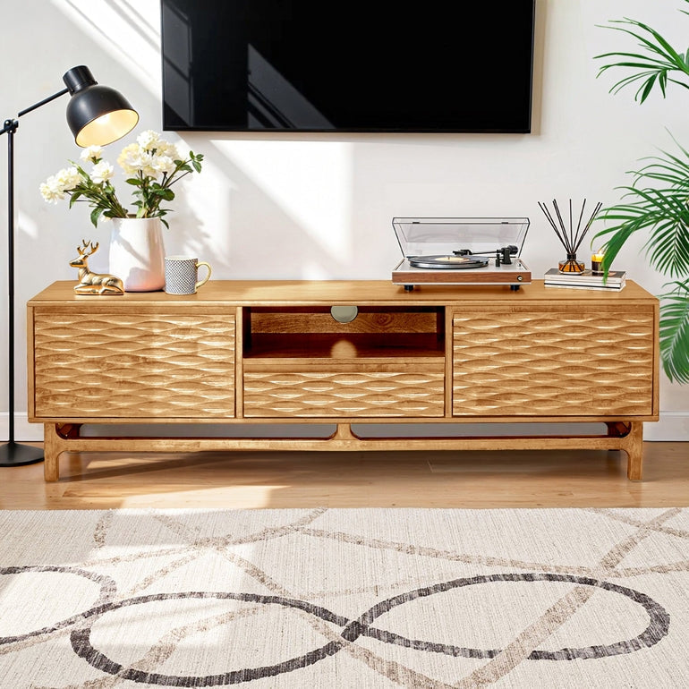Acacia Elara Solid Wood TV Stand with Storage – Plow & Hearth Acacia Elara Solid Wood TV Stand with Storage – Plow & Hearth