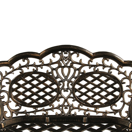 Ornate Outdoor Bronze Patio Garden Aluminum Loveseat Bench