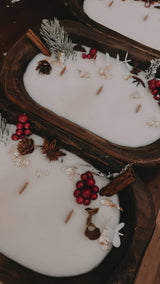 Cedar & Frankincense -- Wood-Wick Christmas Dough Bowl Candles -- by Moon Water Apothecary