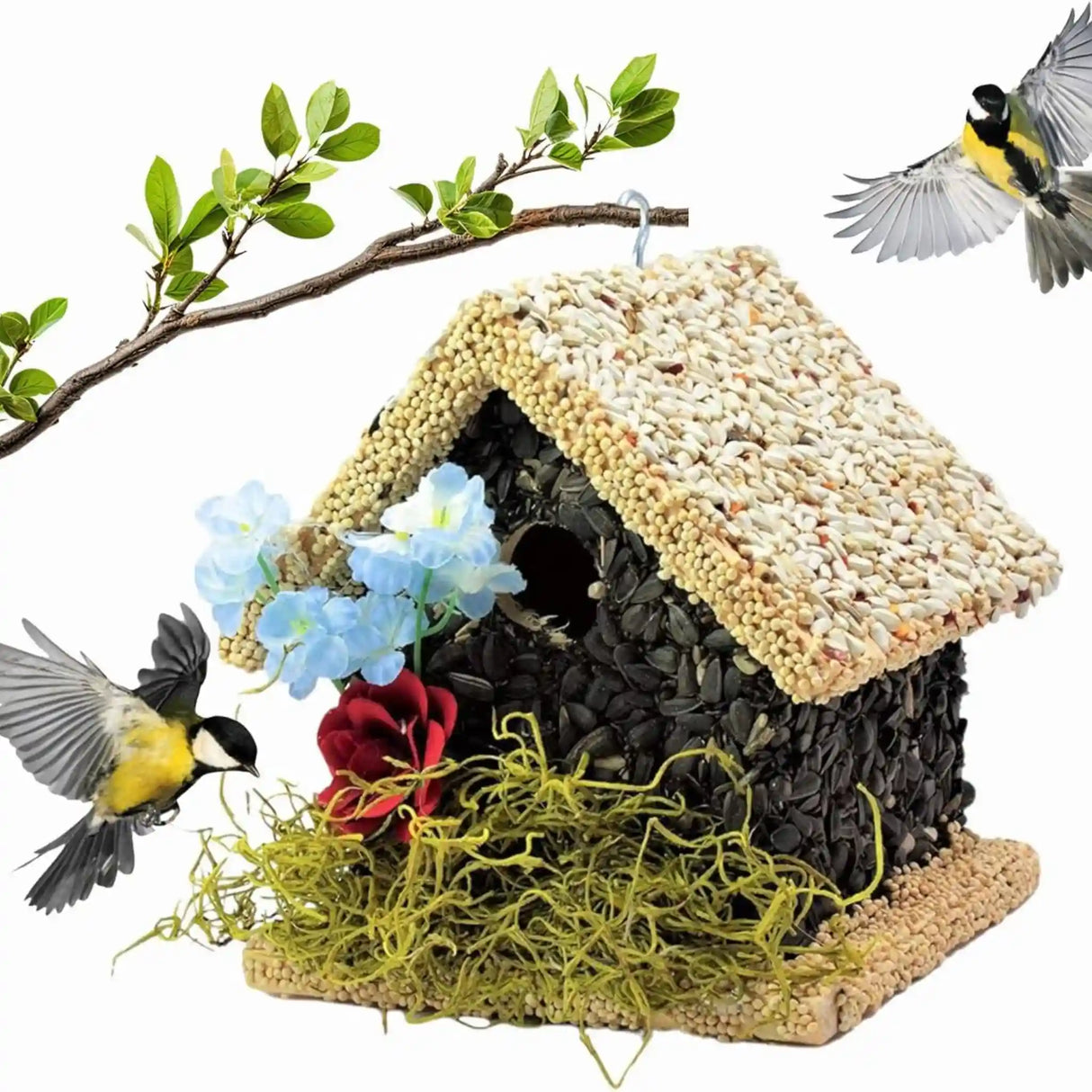 SHort Handmade Edible Birdhouse with Light Roof