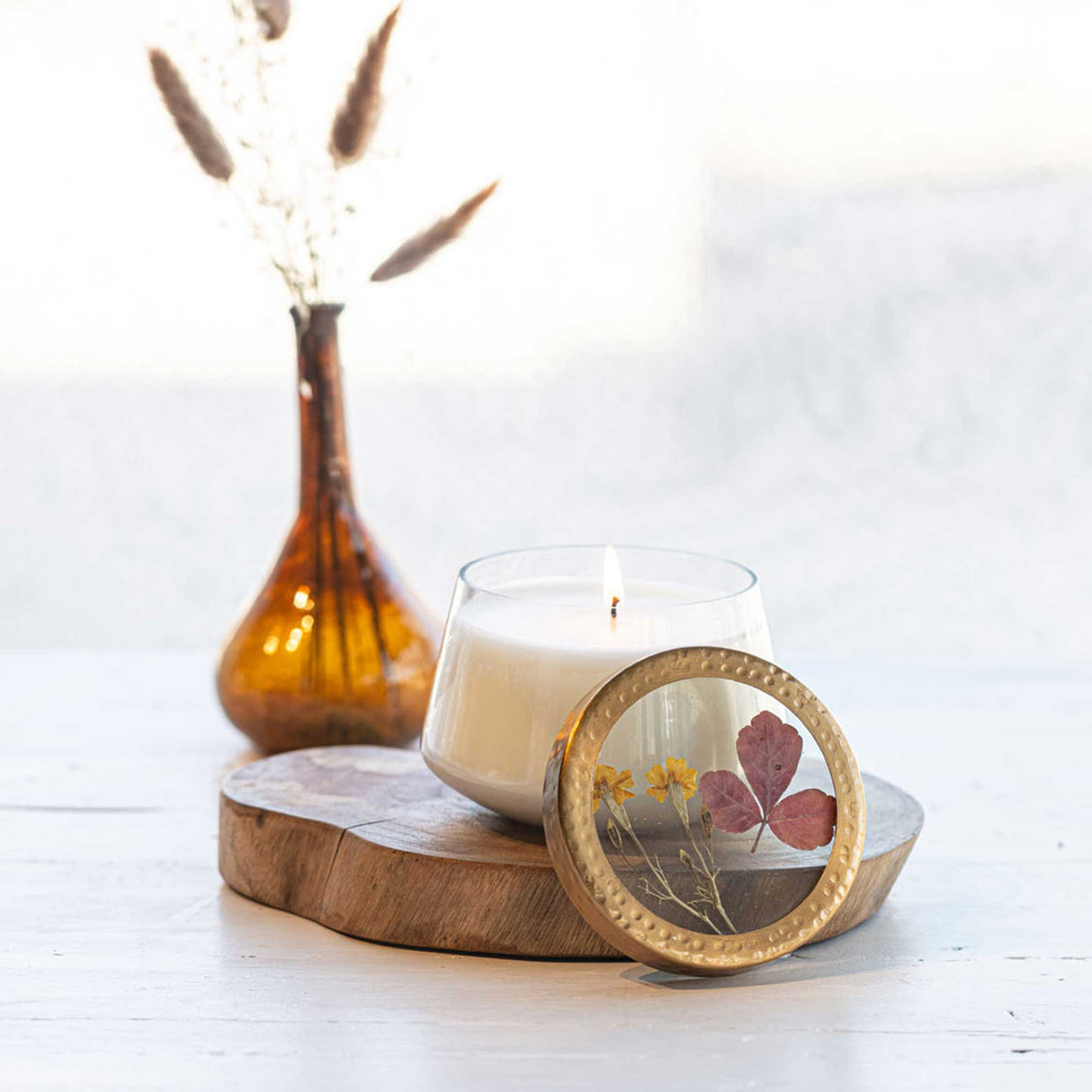 Accent Pressed Floral Candle - Harvest Pumpkin