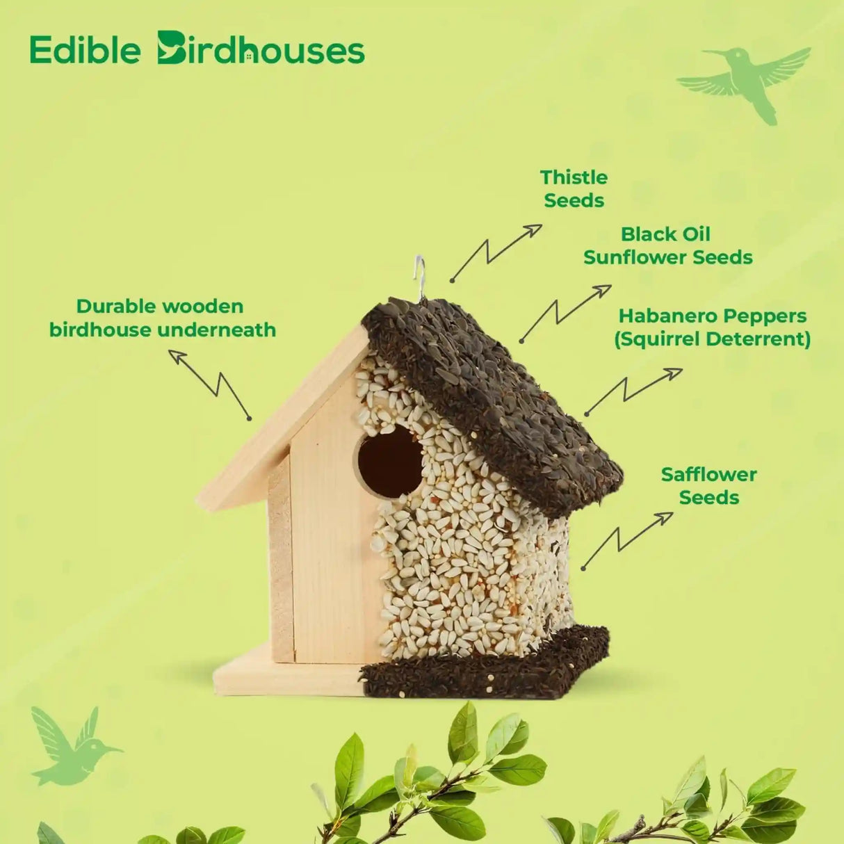 SHort Handmade Edible Birdhouse with Light Roof