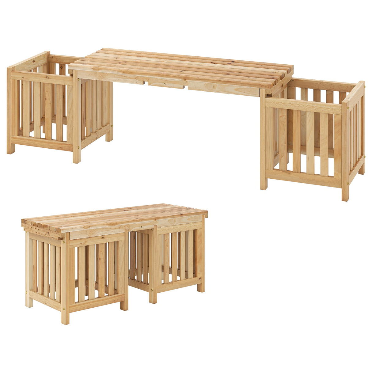 Patio Wooden Bench with Planter