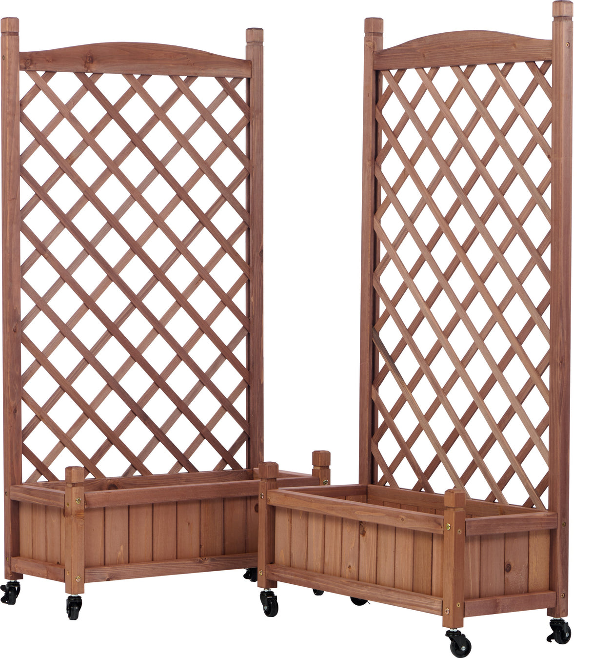 2-Pack Raised Garden Beds with Trellis, Outdoor Wooden Plant Box, and Plant Stand