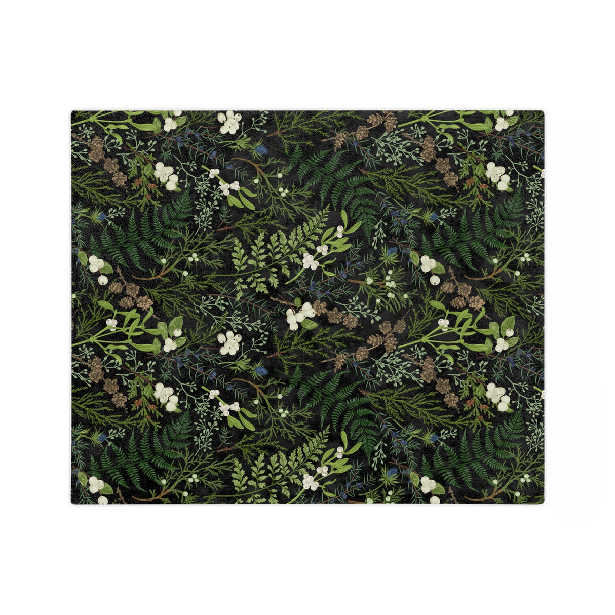 Botanical Throw Blanket With Plants, Fern Leaves Blanket