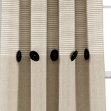 Farmhouse Button Stripe Yarn Dyed Woven Cotton Blend Window Curtain Panel Set