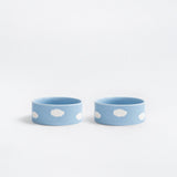 Blue Stoneware Ceramic Pet Bowls Medium, Set of 2