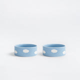 Set of 2 Blue Medium stoneware ceramic Pet Bowls — Cloud Collection