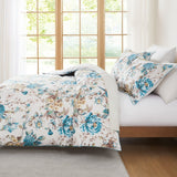 Bird And Hydrangea Reversible Cotton Duvet Cover Set