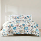 Bird And Hydrangea Reversible Cotton Duvet Cover Set