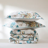 Bird And Hydrangea Reversible Cotton Duvet Cover Set