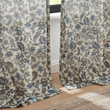 Lillian Block Print Linen Textured Window Curtain Panels