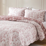 Peony Toile Reversible Cotton Quilt Set