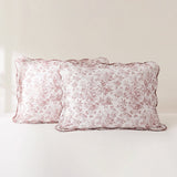 Peony Toile Reversible Cotton Quilt Set