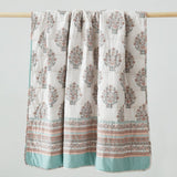 Sofia Flower Block Bouquet Reversible Cotton Throw Blanket
