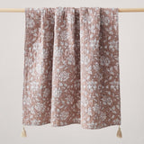 Zara Floral Block Reversible Cotton Throw Blanket